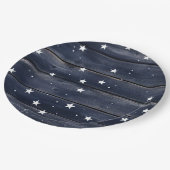 Rustic Blue Wood Stars Pappteller (Schrägansicht)