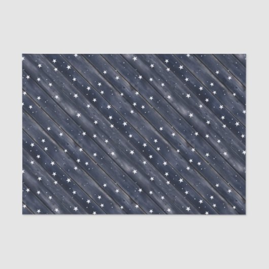 Rustic Blue Wood Stars Seidenpapier (Vorderseite)