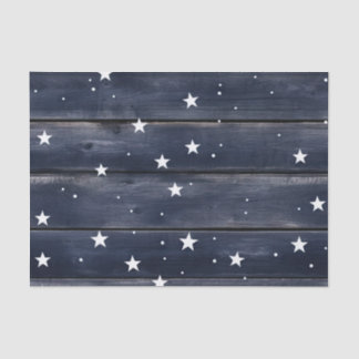 Rustic Blue Wood Stars Seidenpapier