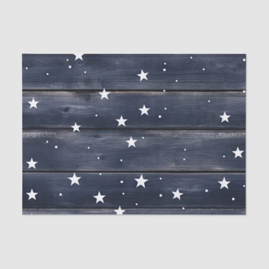 Rustic Blue Wood Stars Seidenpapier (Vorderseite)