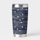 Rustic Blue Wood Stars Thermobecher (Vorderseite)