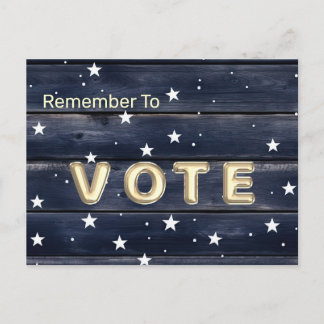 Rustic Blue Wood Stars Vote Postkarte
