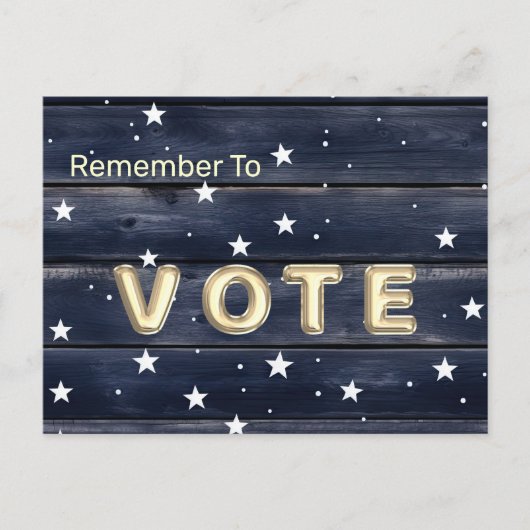 Rustic Blue Wood Stars Vote Postkarte (Vorderseite)