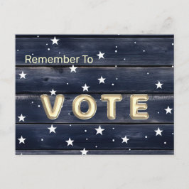 Rustic Blue Wood Stars Vote Postkarte
