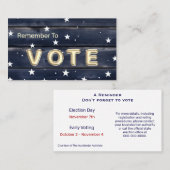 Rustic Blue Wood Stars  Vote Visitenkarte (Vorne/Hinten)