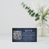 Rustic Blue Wood Wedding QR UAWG Begleitkarte (Stehend Vorderseite)