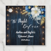 Rustic Blue Wood White Floral Probe Dinner Geschenkanhänger (Vorderseite)