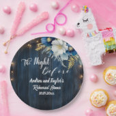 Rustic Blue Wood White Floral Probe Dinner Pappteller (Party)