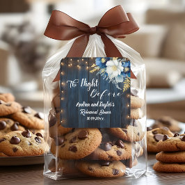 Rustic Blue Wood White Floral Probe Dinner Quadratischer Aufkleber