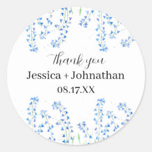 Rustic Bluebells Blue Floral Vielen Dank Runder Aufkleber