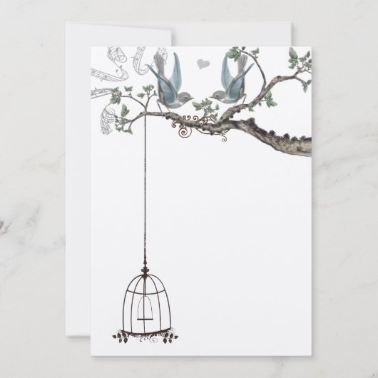 Rustic Bluebird Birdcage Wedite Einladung (Rückseite)