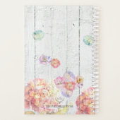 Rustic Bluebird Pink Hydrangea Floral Monogram Planer (Rückseite)