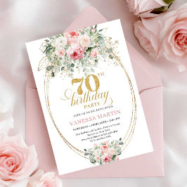 Rustic Blush and Gold 70th Birthday Invitation Einladung