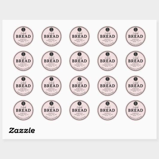 Rustic Blush Bakery Sourdough Bread Label Sticker (Blatt)