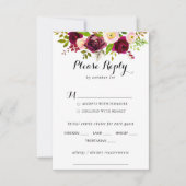 Rustic Blush Burgund Wedding Menü UAWG RSVP Karte (Vorderseite)