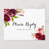 Rustic Blush Burgundy Menü Auswahl UAWG Postkarte (Vorderseite)