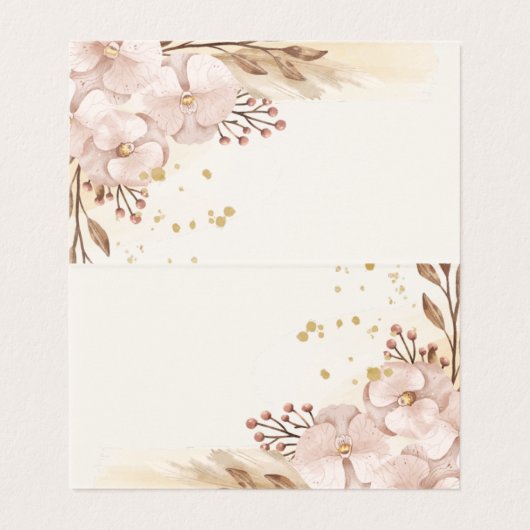 Rustic Blush & Gold Floral Boho Table Card  (Innenseite Aufgefaltet)