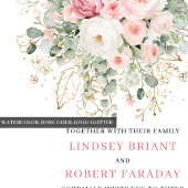 Rustic Blush Peony Gold Frame Wedding Invitation Einladung