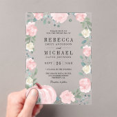 Rustic Blush Pink Floral Pumpkin Wedding Acryleinladungen (Insitu (Handheld))