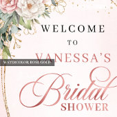 Rustic Blush Pink Flowers Eucalyptus Gold Welcome Poster