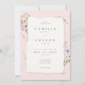 Rustic Blush Pink Romantic Wildflower Wedding Einladung (Vorderseite)