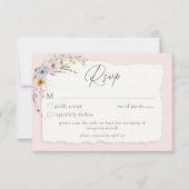 Rustic Blush Pink Romantic Wildflower Wedding QR RSVP Karte (Vorderseite)