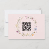 Rustic Blush Pink Romantic Wildflower Wedding QR RSVP Karte (Rückseite)