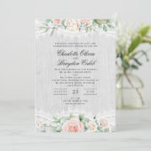 Rustic Blush Pink Watercolor Floral Lace Wedding Einladung (Stehend Vorderseite)