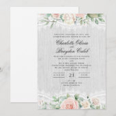 Rustic Blush Pink Watercolor Floral Lace Wedding Einladung (Vorne/Hinten)