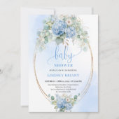 Rustic Bohemian Blue Hydrangeas Baby Shower Invite Einladung (Vorderseite)