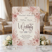 Rustic Bohemian Blush Dusty Rose Wedding Einladung