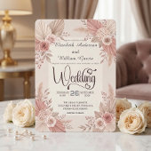 Rustic Bohemian Blush Dusty Rose Wedding Einladung