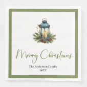 Rustic Bohemian Christmas Lantern in Watercolor Serviette (Vorderseite)