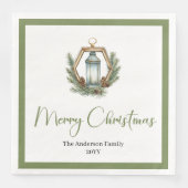 Rustic Bohemian Christmas Lantern in Watercolor Serviette (Vorderseite)