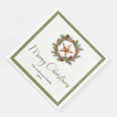 Rustic Bohemian Christmas Wreath with Pine Napkins Serviette (Ecke)