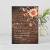 Rustic Bohemian Floral All Seasons Wedding Einladung (Stehend Vorderseite)