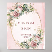 Rustic Bohemian Light Pink Flowers Custom Sign Poster (Vorne)
