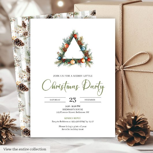 Rustic Bohemian Pine Wreath Holiday Dinner Card Einladung