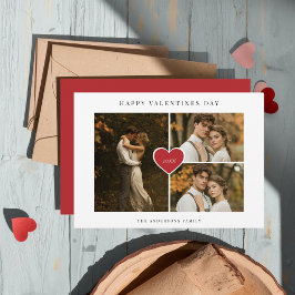 Rustic Boho 3 Foto Rote Liebe Valentinstag Feiertagskarte