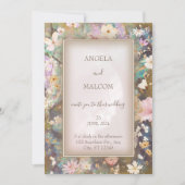 Rustic Boho Abalone Floral Wedding Einladung (Vorderseite)