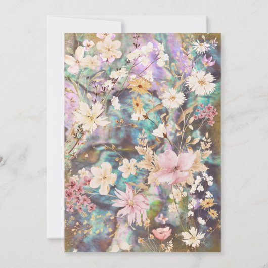 Rustic Boho Abalone Floral Wedding Einladung (Rückseite)