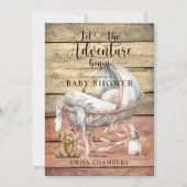 Rustic Boho Adventure Begins Baby Dusche Einladung (Vorderseite)