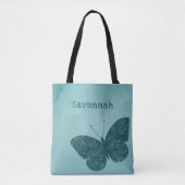 Rustic Boho Aquamarin Green Butterfly Tasche (Vorderseite)