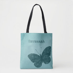 Rustic Boho Aquamarin Green Butterfly Tasche