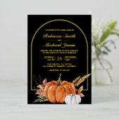 Rustic Boho Arch Pumpkin Foto Black Wedding Gold Folieneinladung (Stehend vorne)