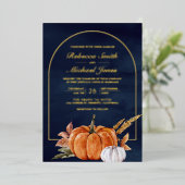 Rustic Boho Arch Pumpkin Foto Navy Hochzeit Gold Folieneinladung (Stehend vorne)