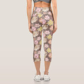 Rustic Boho Asphalt Floral Pattern Capri Leggings (Rückseite)