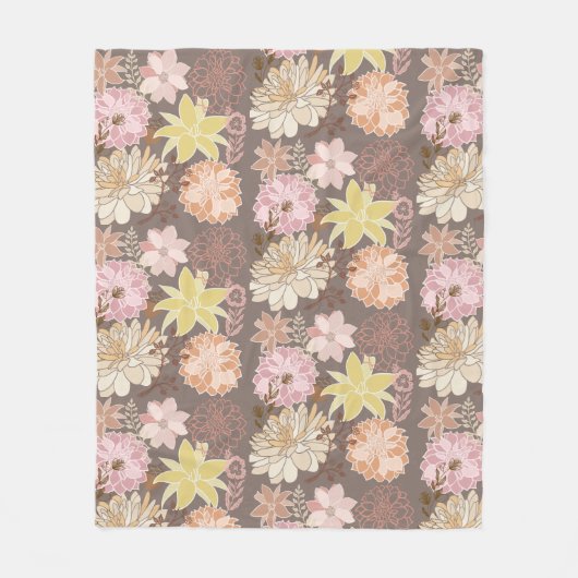 Rustic Boho Asphalt Floral Pattern  Fleecedecke (Vorderseite)