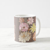 Rustic Boho Asphalt Floral Pattern Kaffeetasse (VorderseiteRechts)
