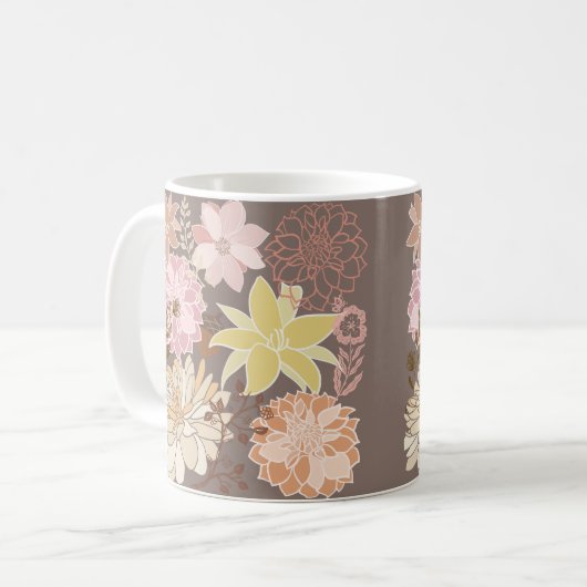 Rustic Boho Asphalt Floral Pattern Kaffeetasse (Vorderseite Links)